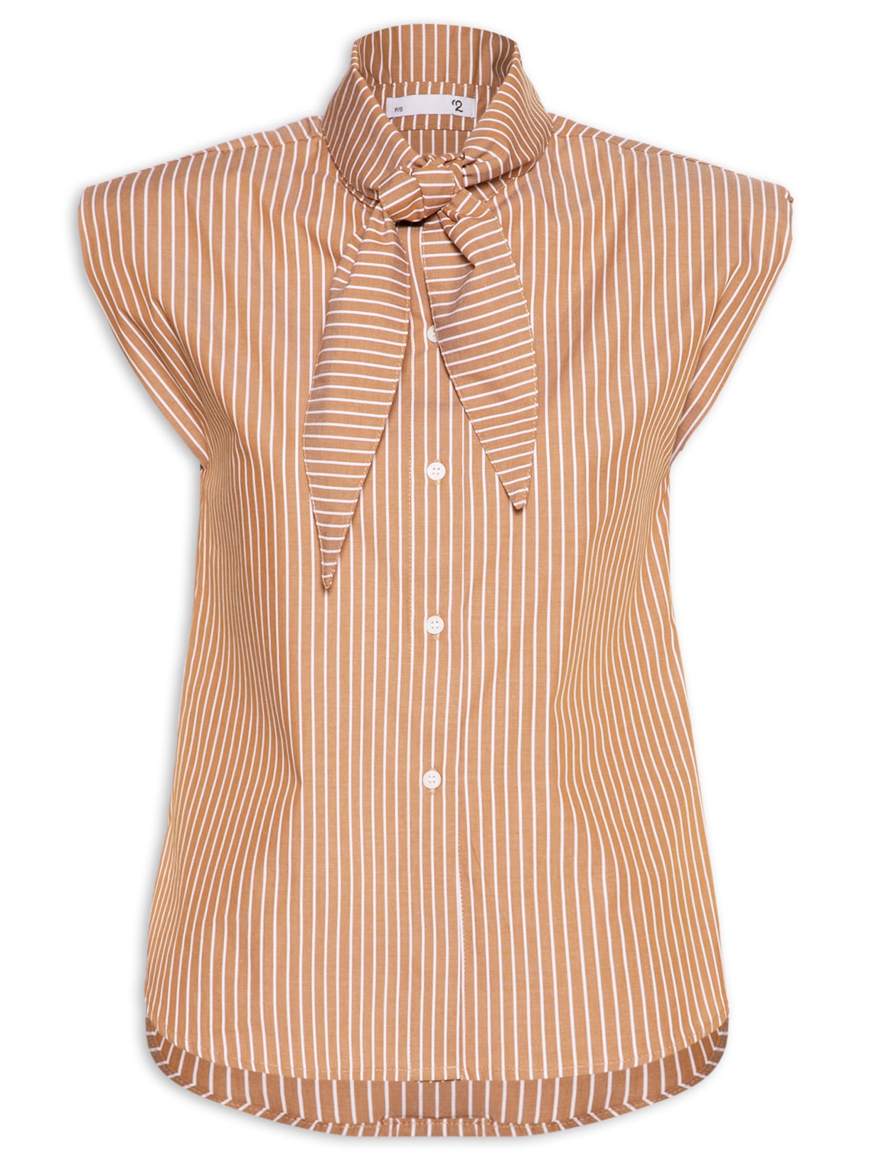 Camisa Feminina Lenço Listrada - Marrom