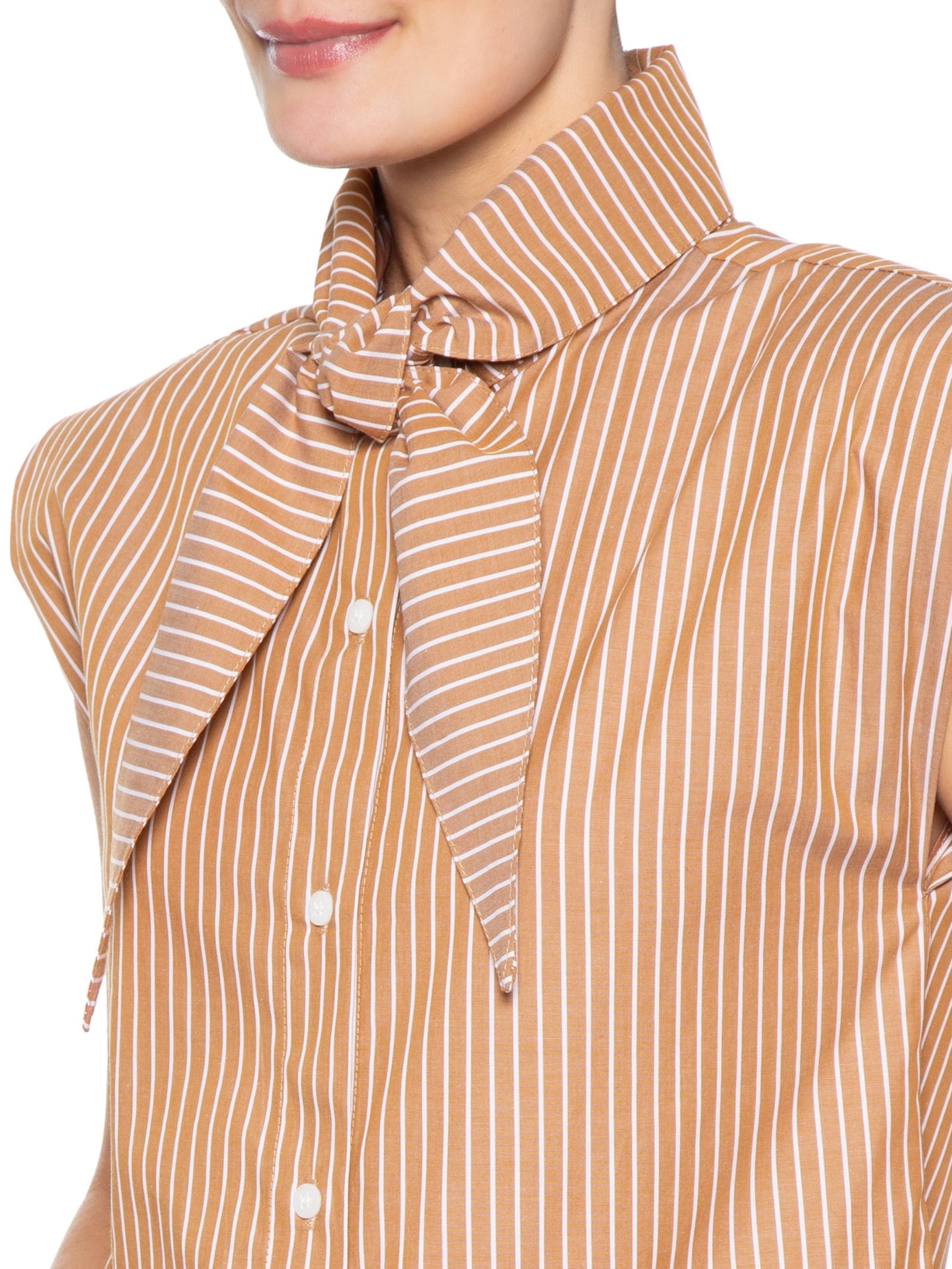 Camisa Feminina Lenço Listrada Marrom '2Essential