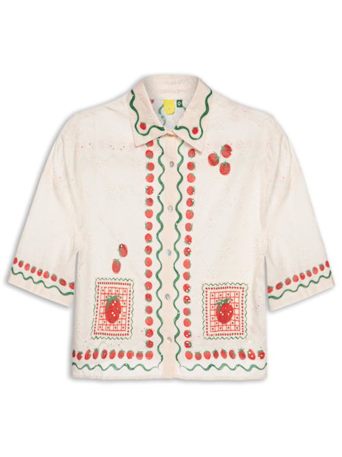 Camisa Feminina Lenço Tomatinhos - Bege