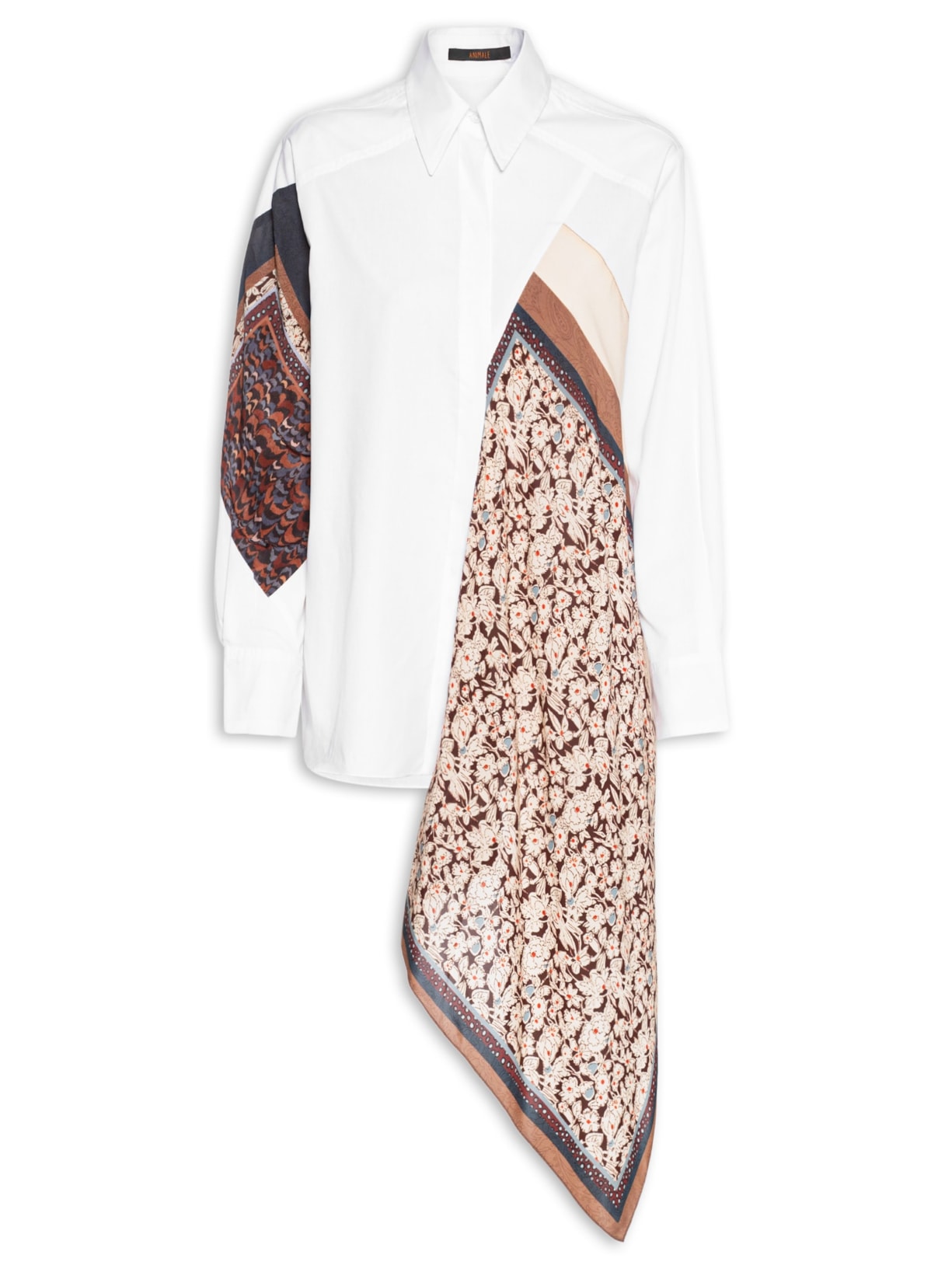 Camisa Feminina Lenços Aplicados - Branco