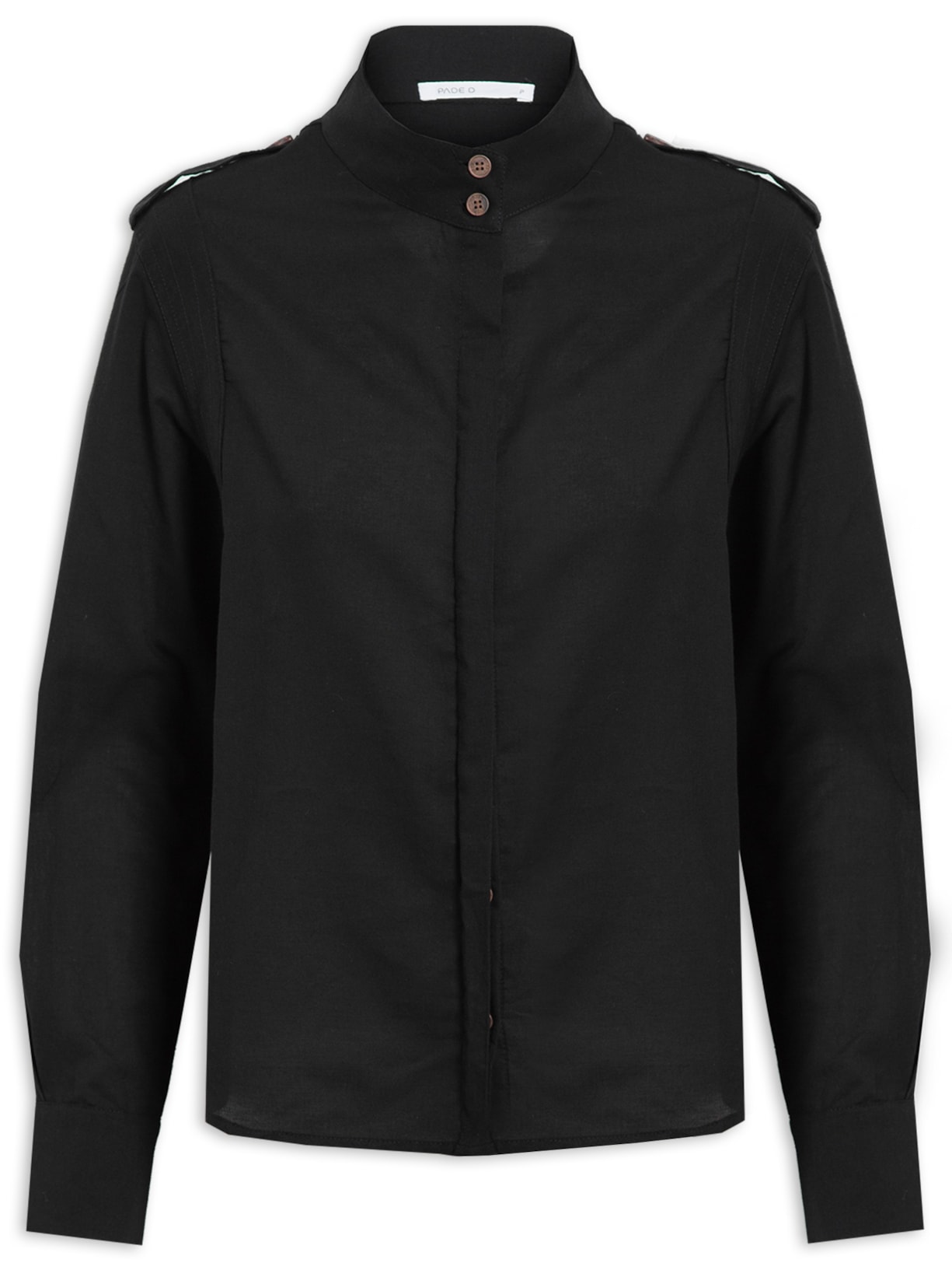 Camisa Feminina Lica Manga Longa Preto Pade D