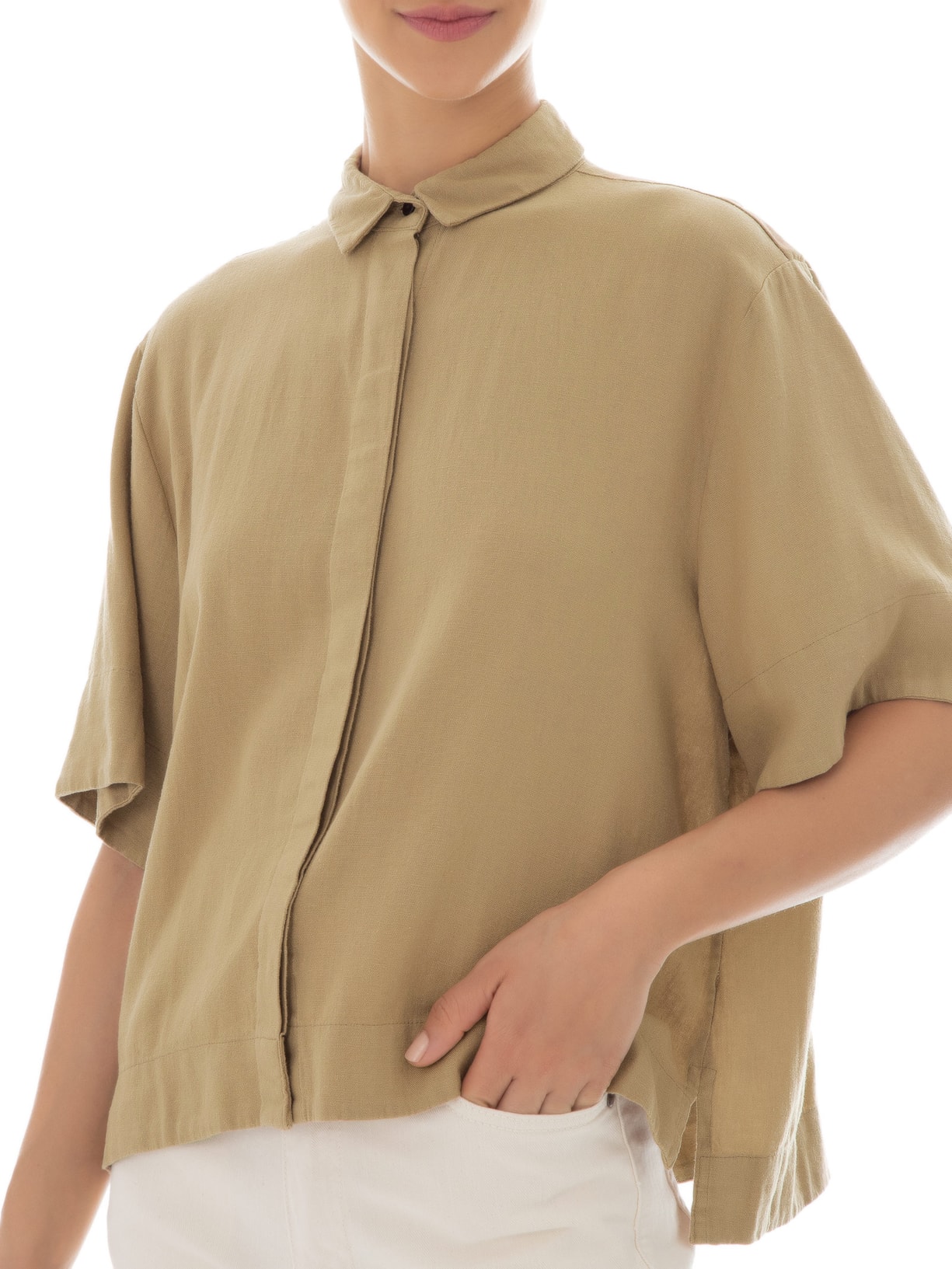 Camisa Feminina Linen Marrom Osklen