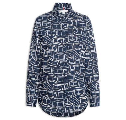 Camisa Feminina Linen Relaxed - Azul