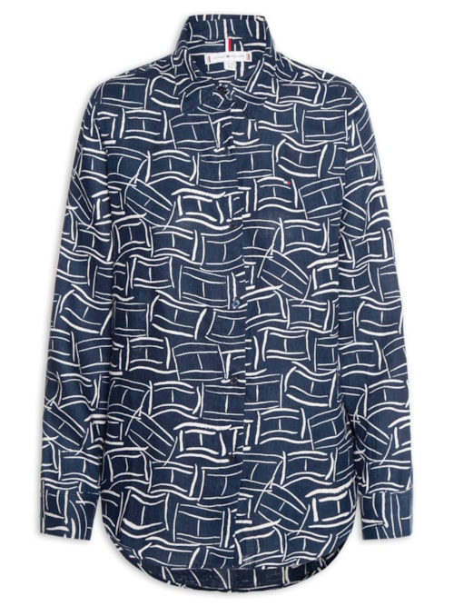 Camisa Feminina Linen Relaxed - Azul