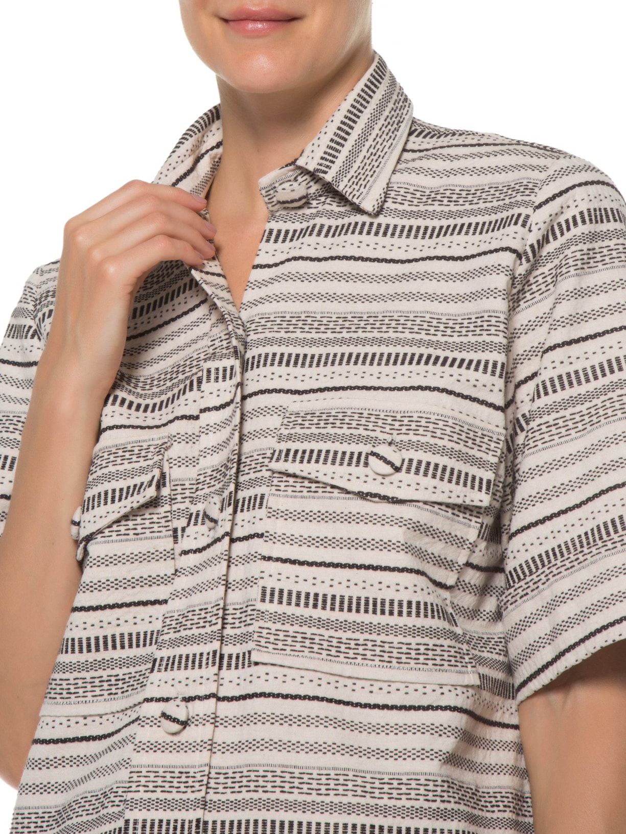 Camisa Feminina Linhas Preto Valônia Véras