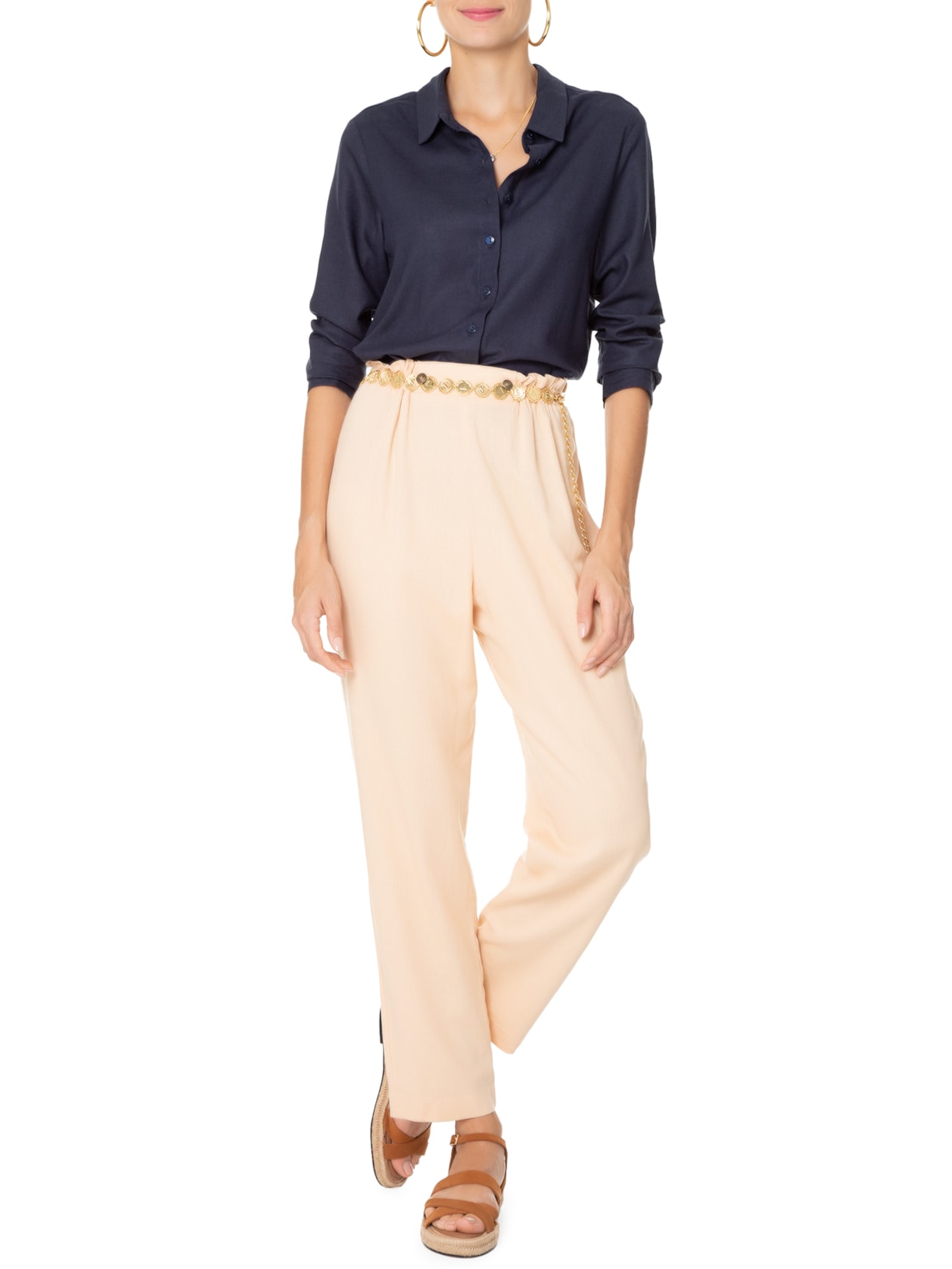 Camisa Feminina Linho Azul Maria Filó