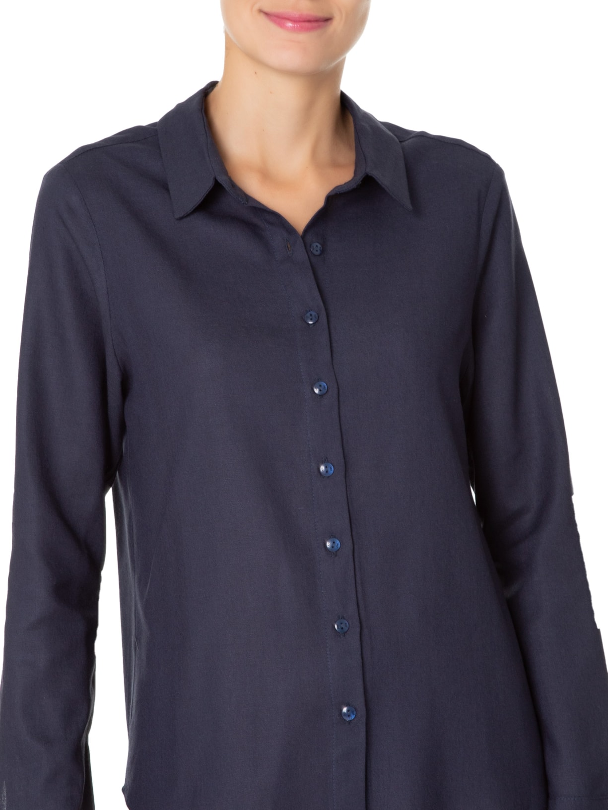 Camisa Feminina Linho Azul Maria Filó