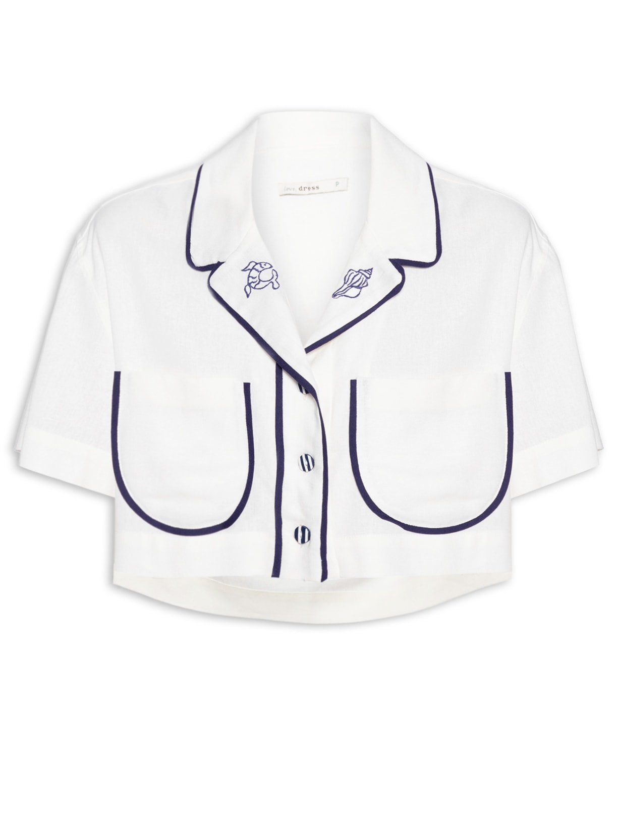 Camisa Feminina Linho Bordado Pintado - Off White