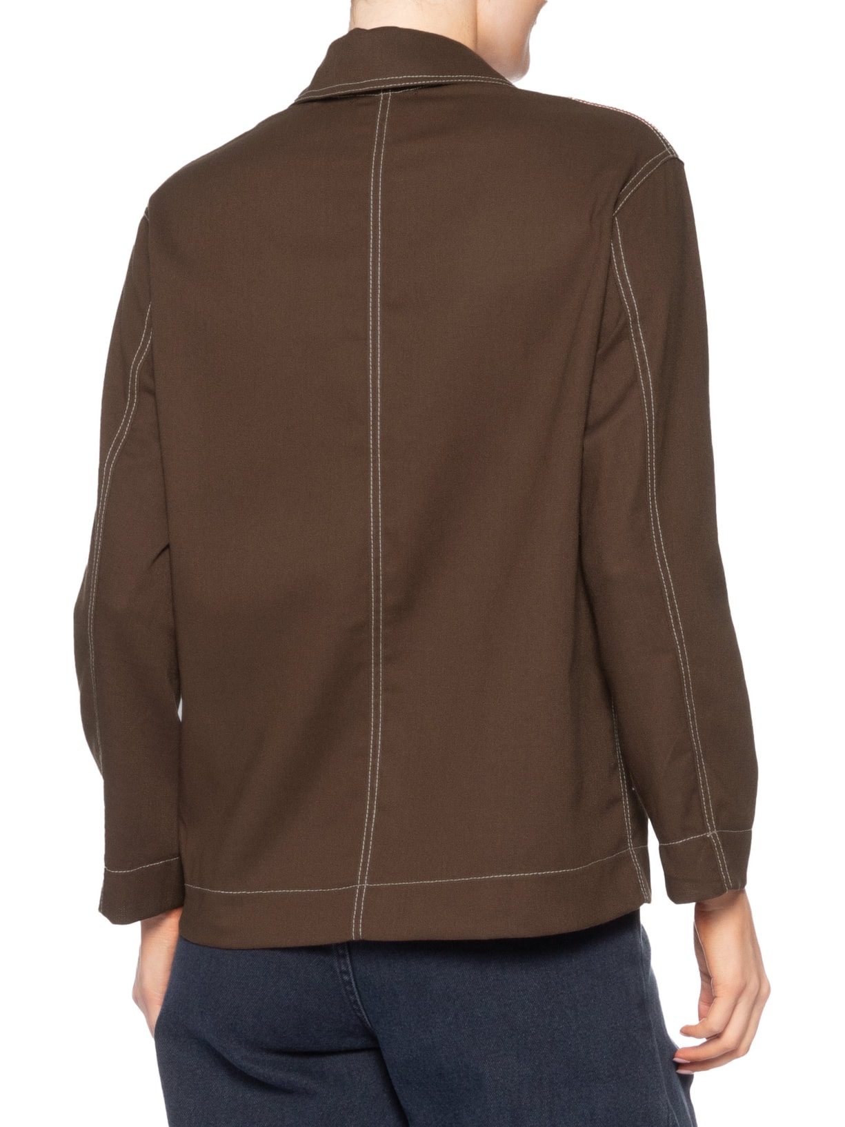 Camisa Feminina Linho com Bolsos Marrom Basiq