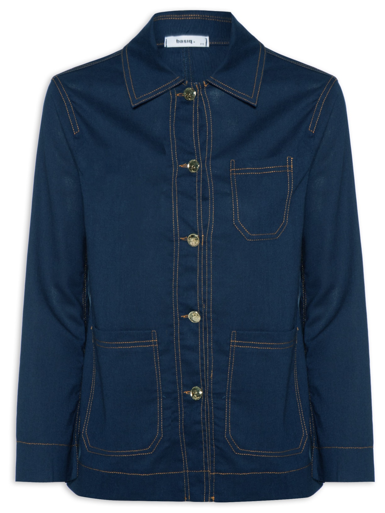 Camisa Feminina Linho com Bolsos – Azul