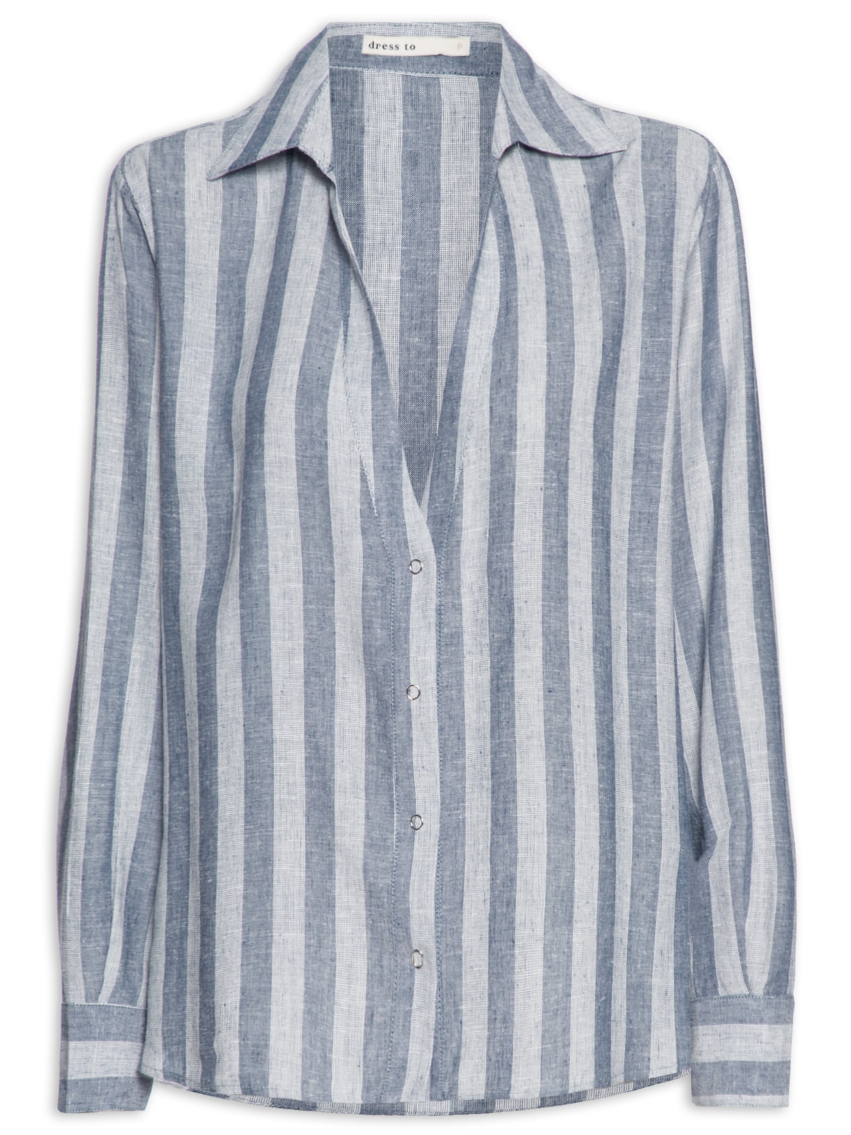 Camisa Feminina Linho Decote Tesouro - Azul