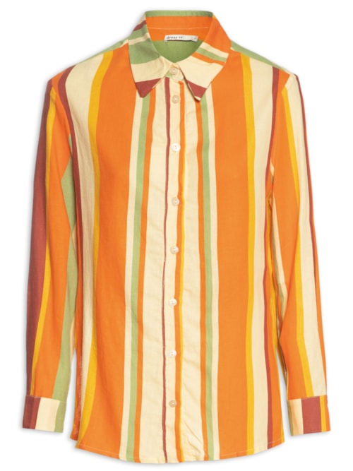 Camisa Feminina Linho Estampa Calma - Laranja