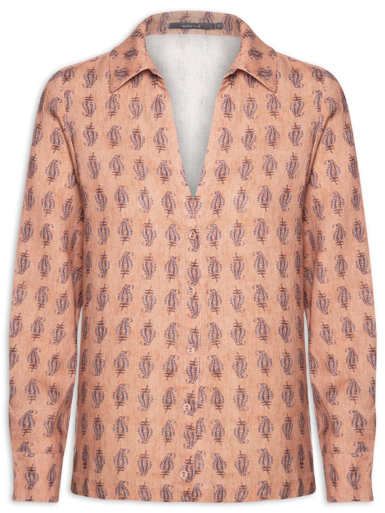 Camisa Feminina Linho Estampa Hippie Compose Ginger Rosa Maria Filó