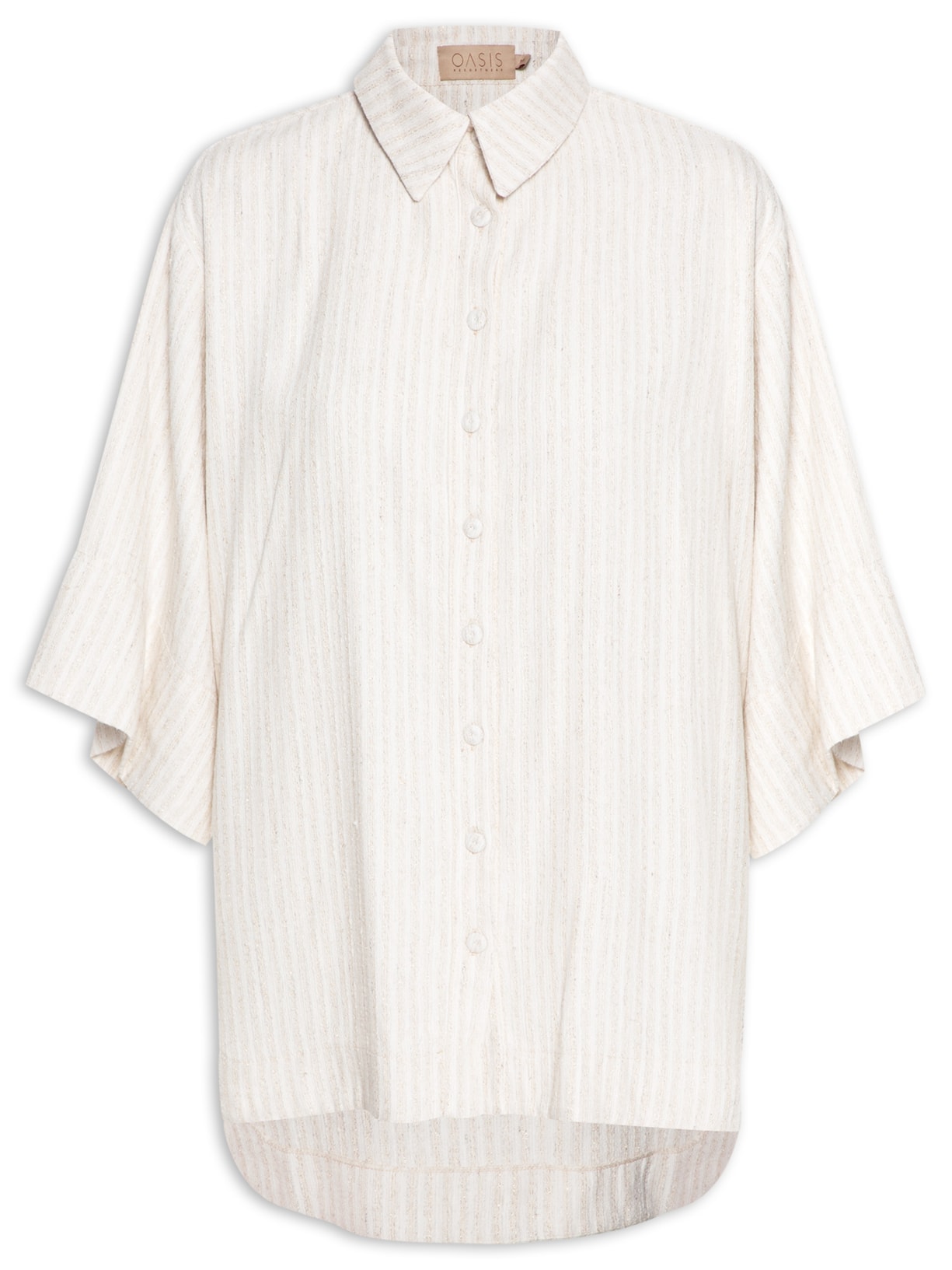 Camisa Feminina Linho Metalizada - Bege