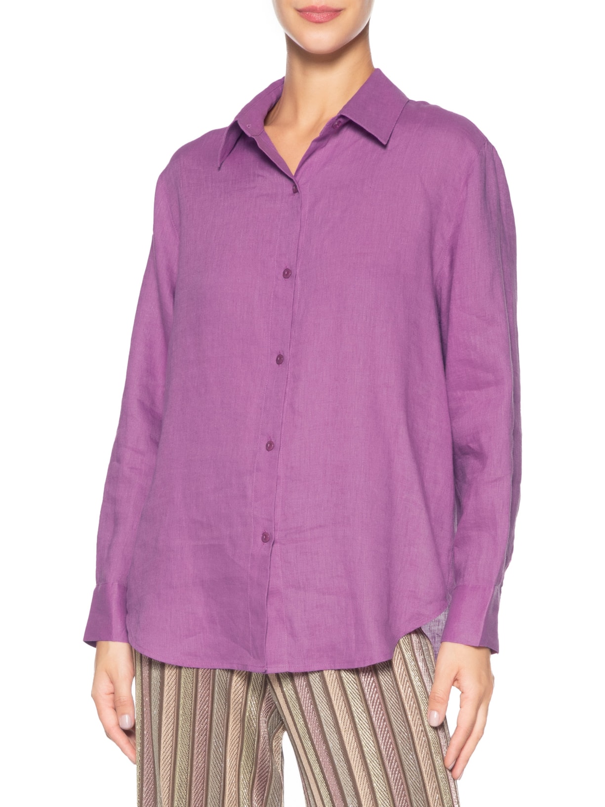 Camisa Feminina Linho Roxo Maria Filó