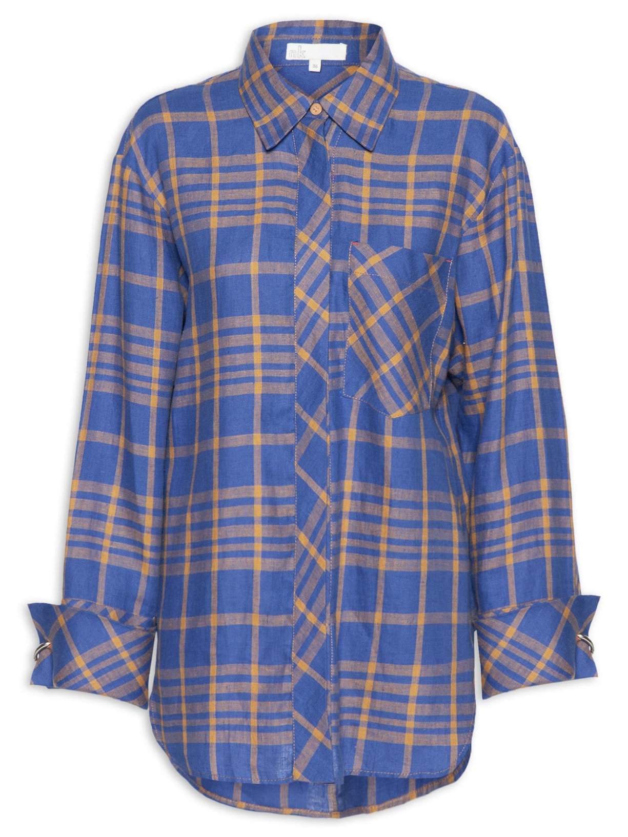 Camisa Feminina Linho Xadrez Maisa - Azul