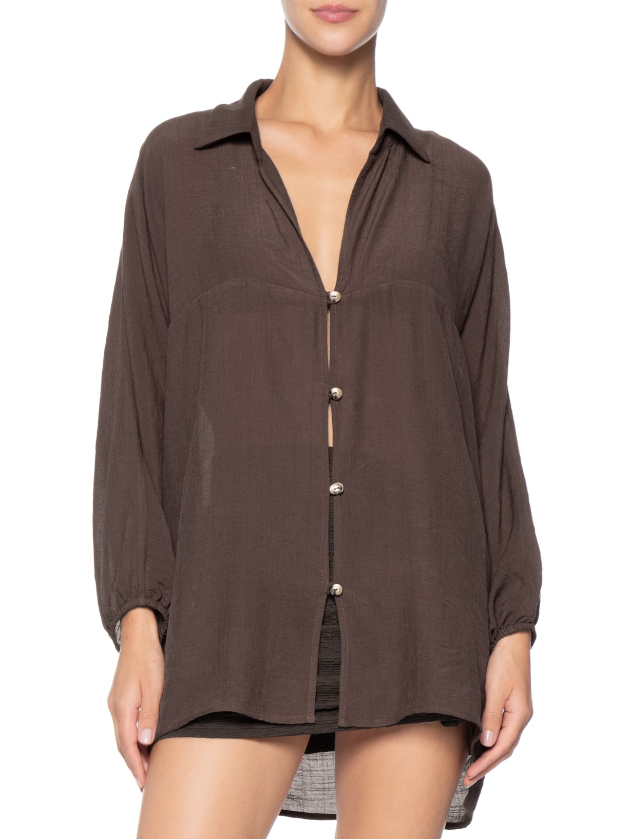 Camisa Feminina Lisa Marrom Cia Marítima