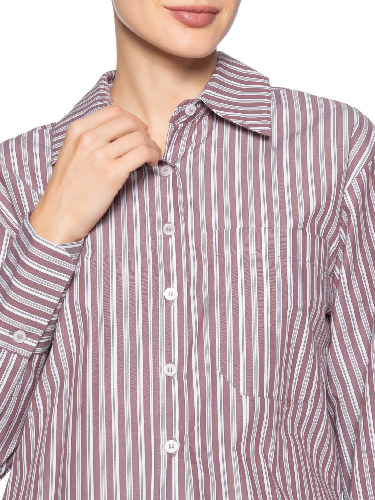 Camisa Feminina Listra Bordeaux Vermelho Animale