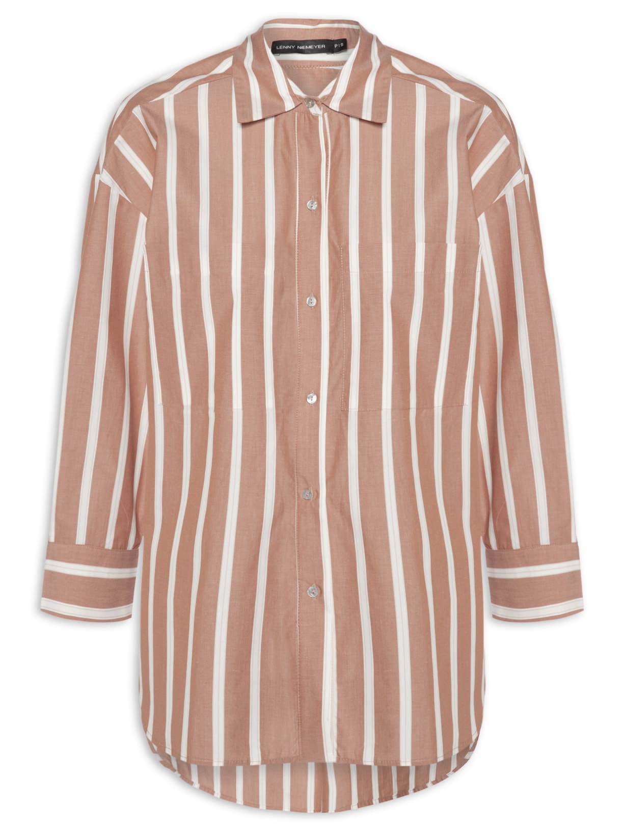 Camisa Feminina Listra Fio Tinto Marrom Lenny Niemeyer