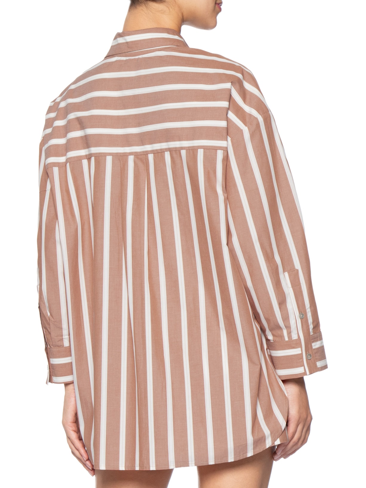 Camisa Feminina Listra Fio Tinto Marrom Lenny Niemeyer