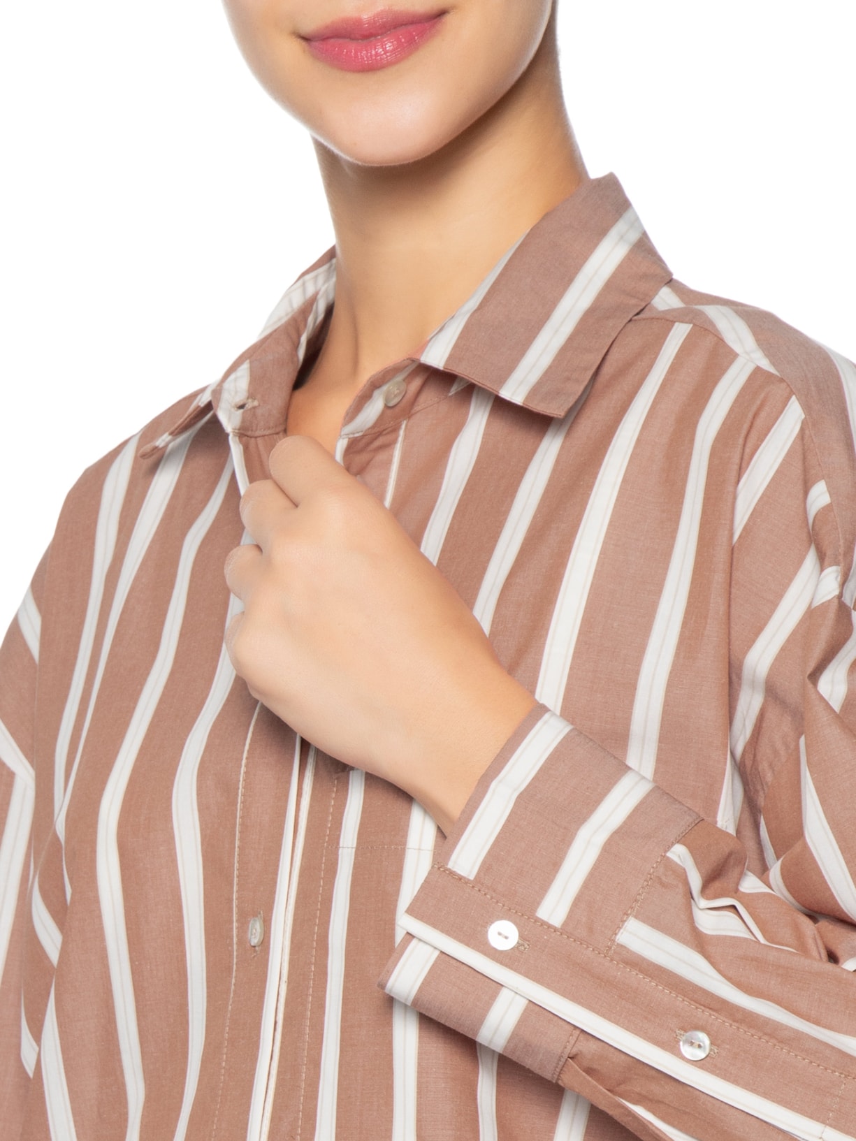 Camisa Feminina Listra Fio Tinto Marrom Lenny Niemeyer