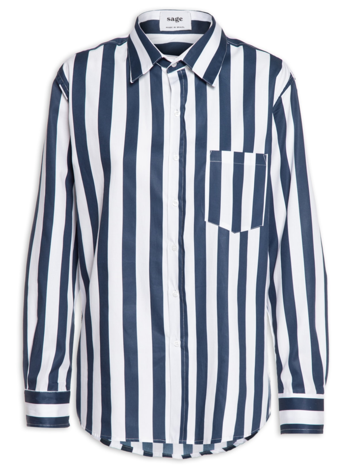 Camisa Feminina Listra Grossa - Azul