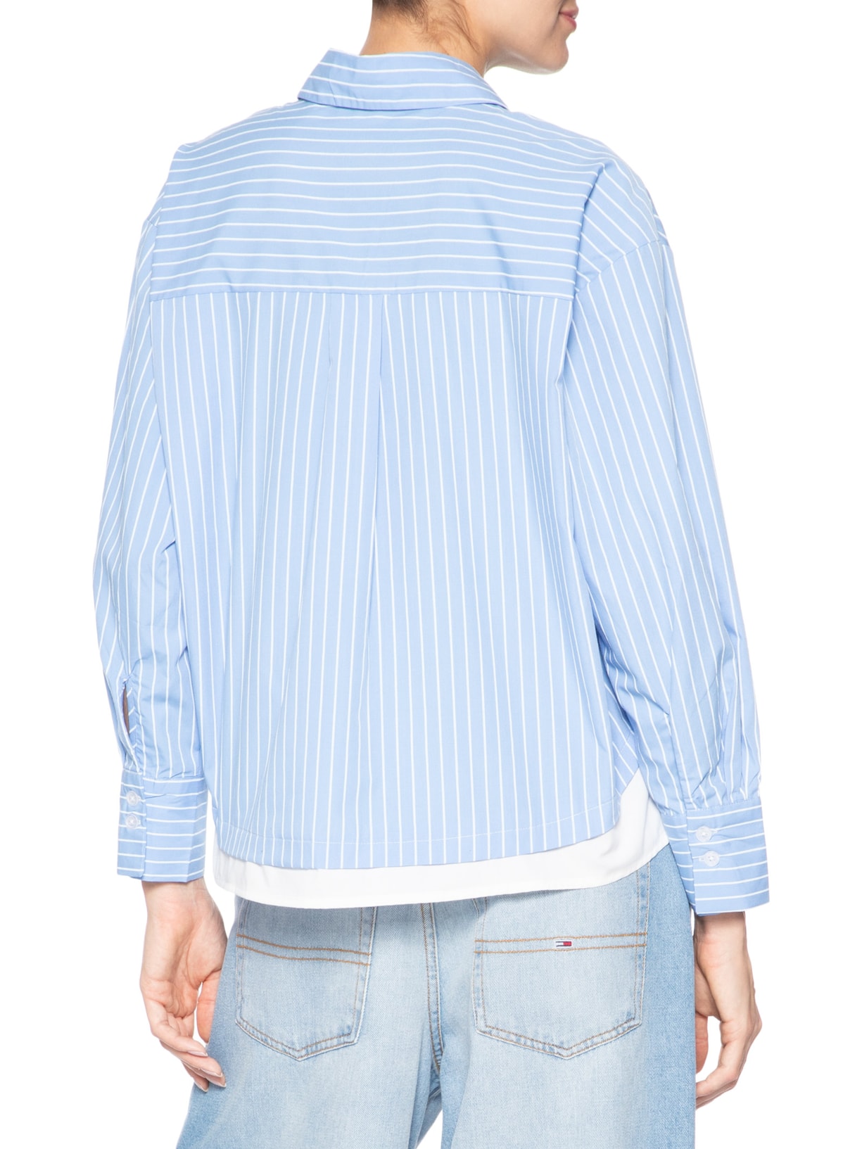 Camisa Feminina Listrada Azul Market 33