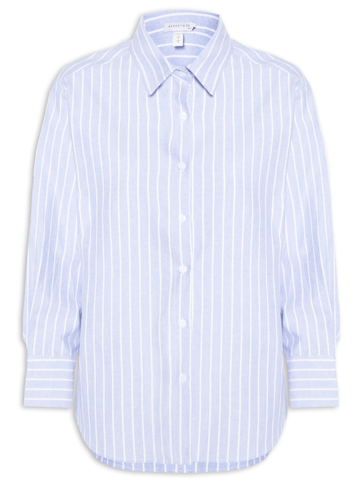 Camisa Feminina Listrada Azul Market 33