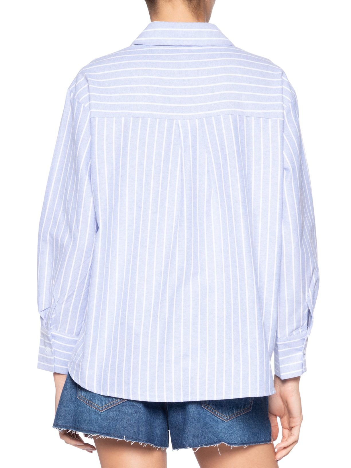 Camisa Feminina Listrada Azul Market 33