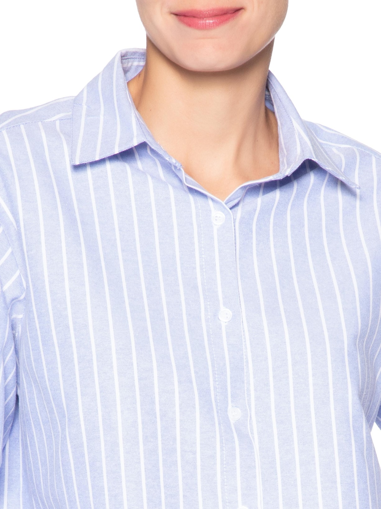 Camisa Feminina Listrada Azul Market 33