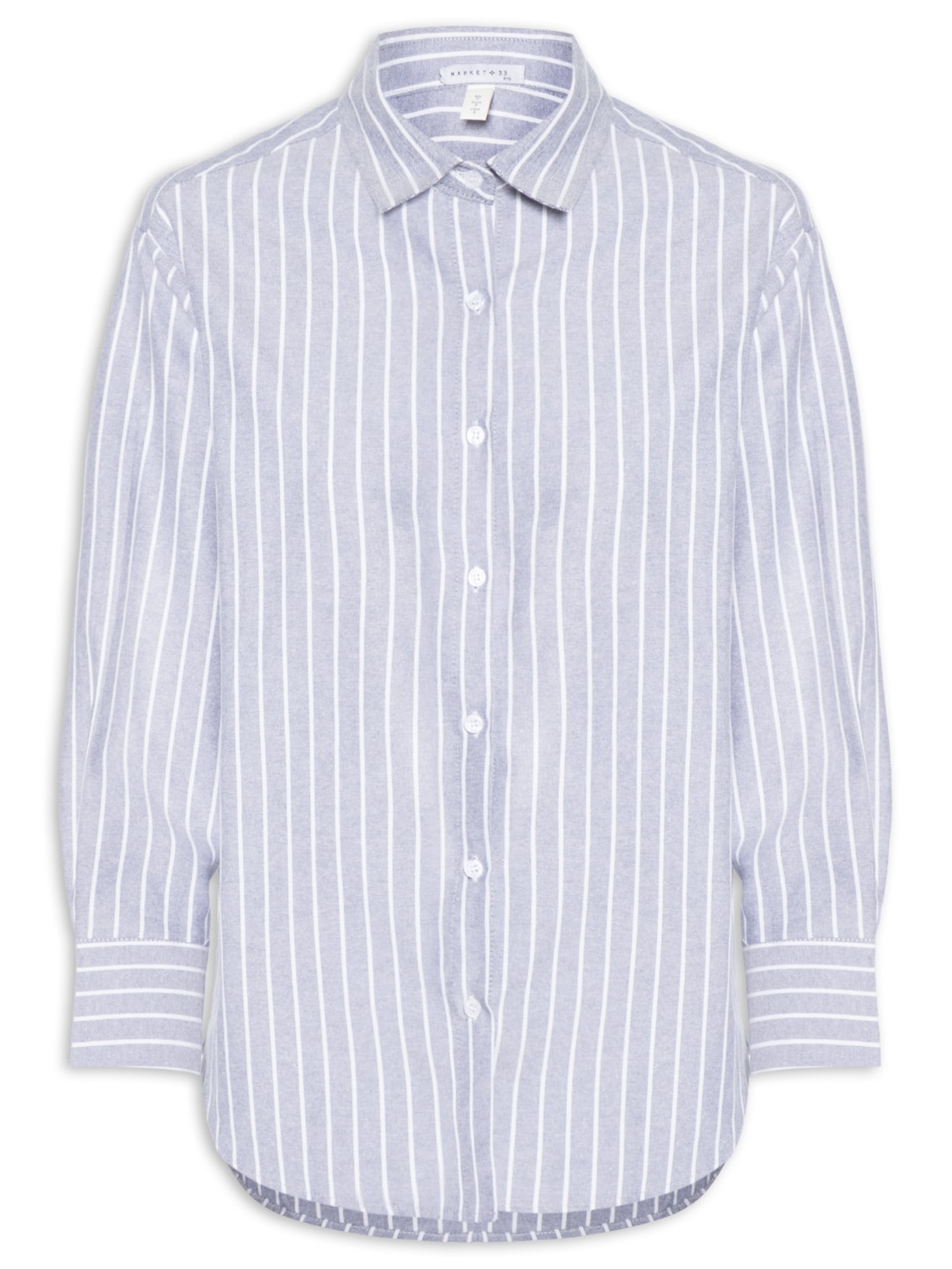 Camisa Feminina Listrada Cinza Market 33