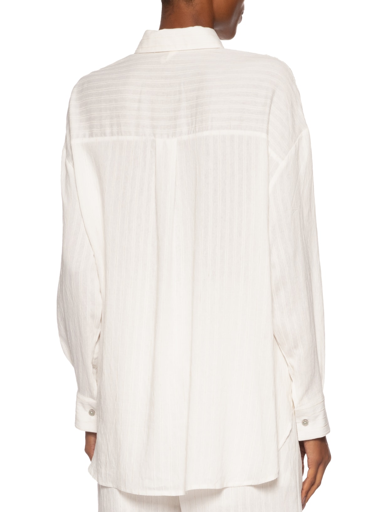 Camisa Feminina Listrada Com Bolso Branco Basiq