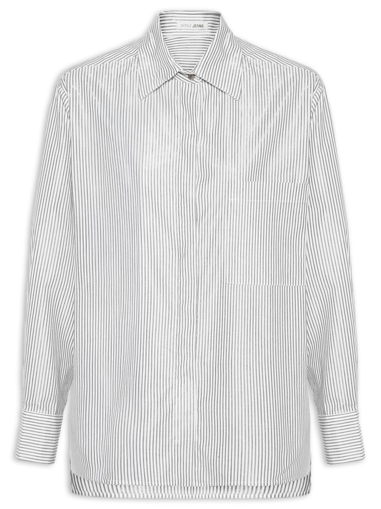 Camisa Feminina Listrada Pb Branco Animale Jeans