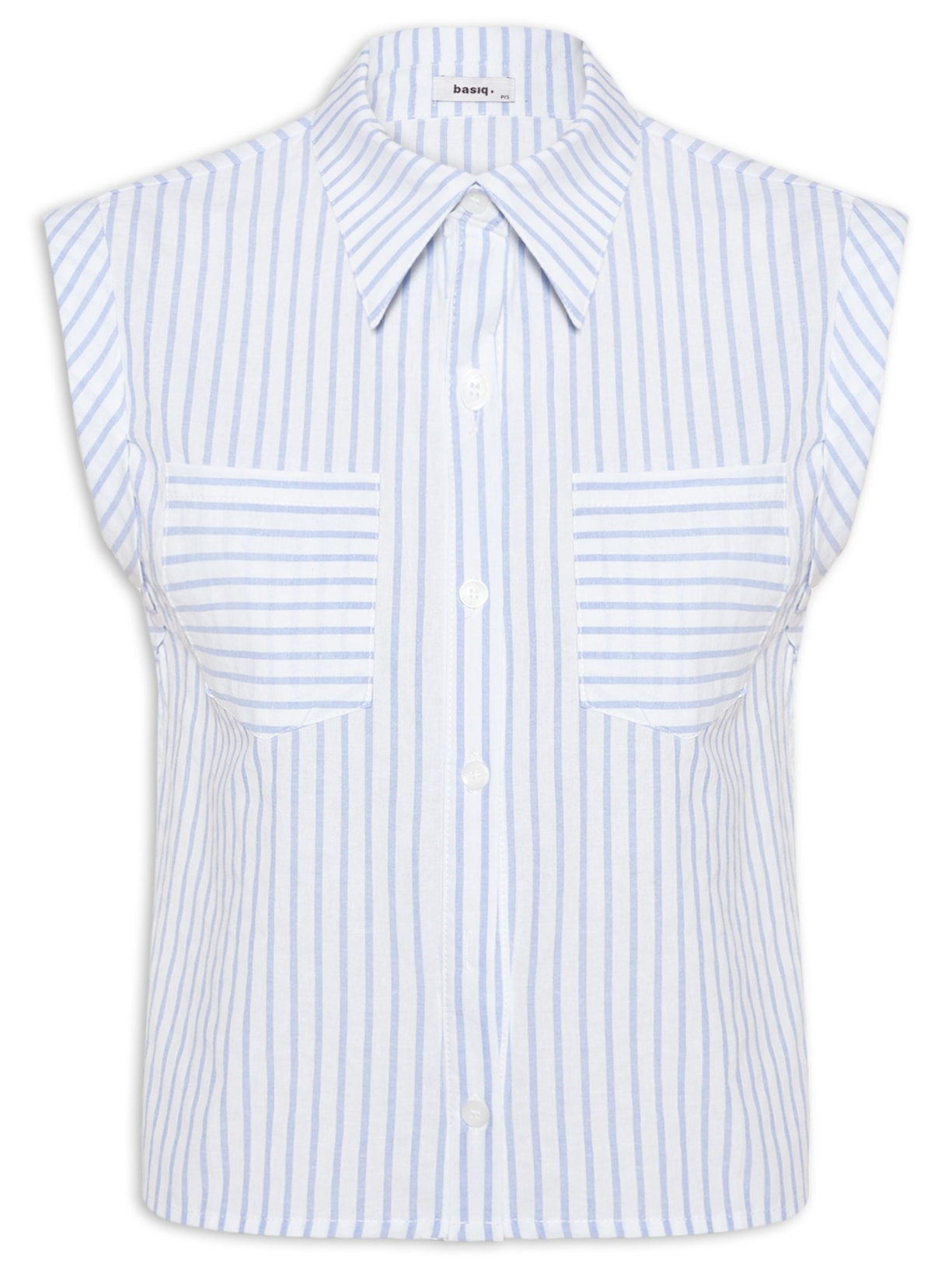 Camisa Feminina Listrada Sem Manga - Azul