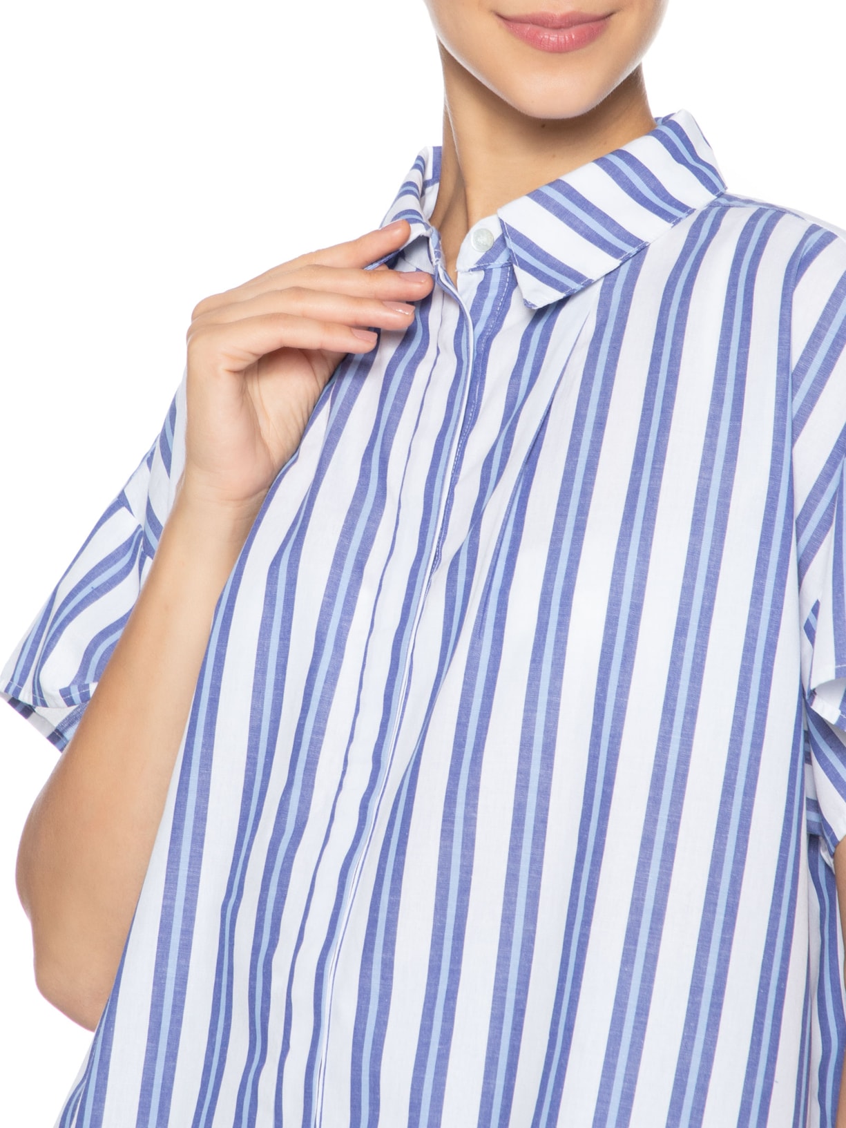 Camisa Feminina Listras Azul Farm Praia