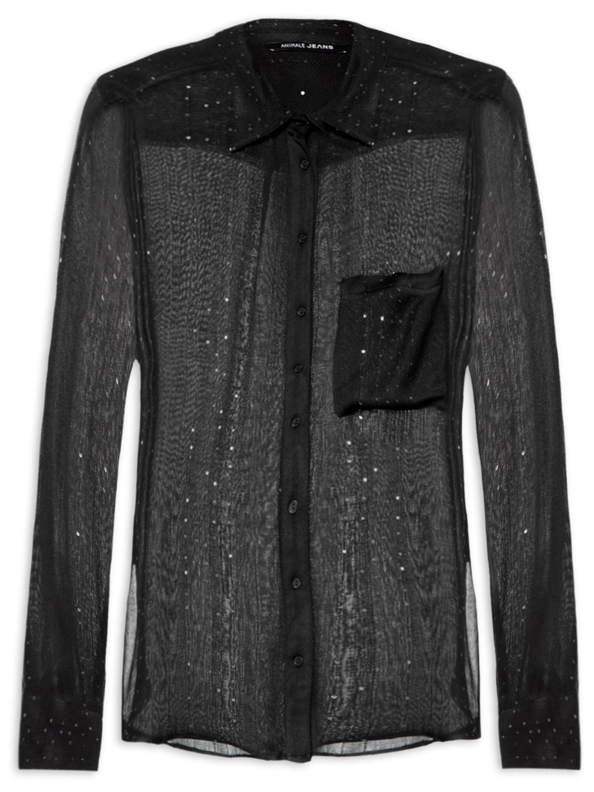 Camisa Feminina Listras Com Paetê - Preto