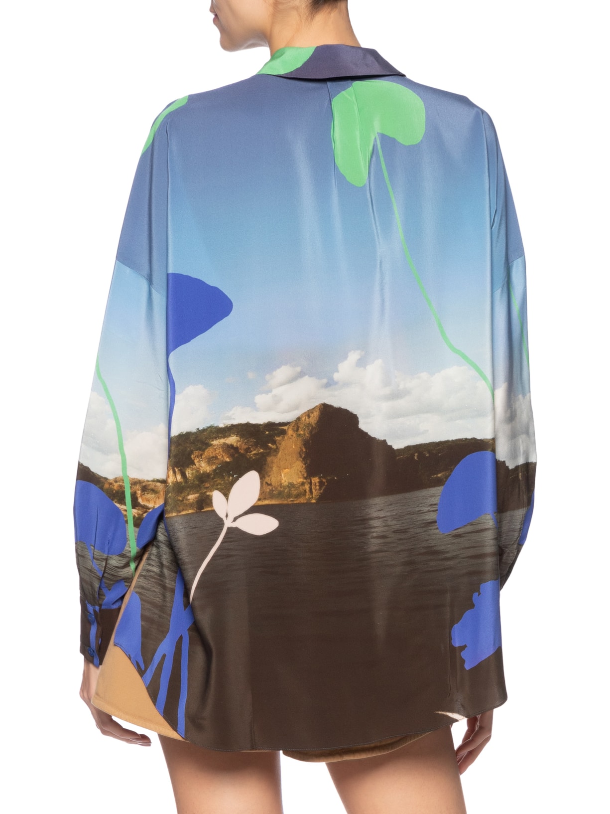 Camisa Feminina Localizado Foto Paisagem Azul Animale
