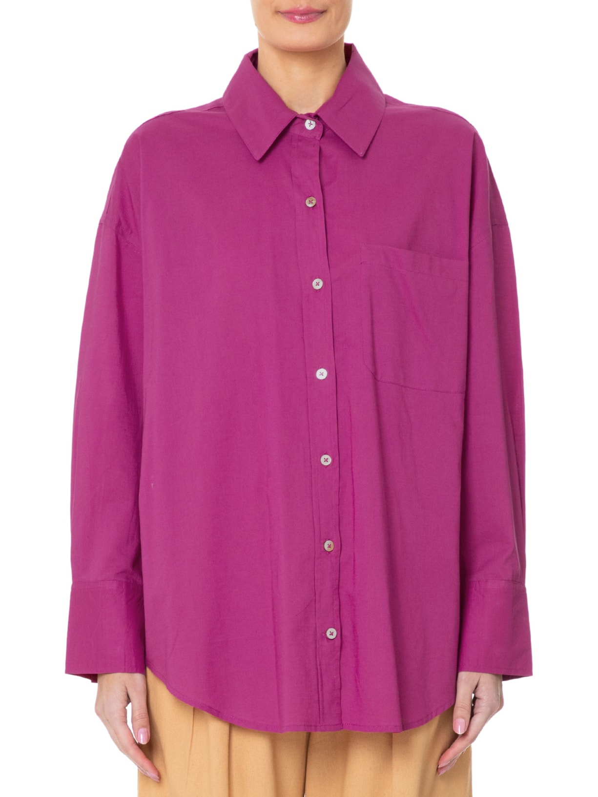 Camisa Feminina Longa Bolso Rosa Farm