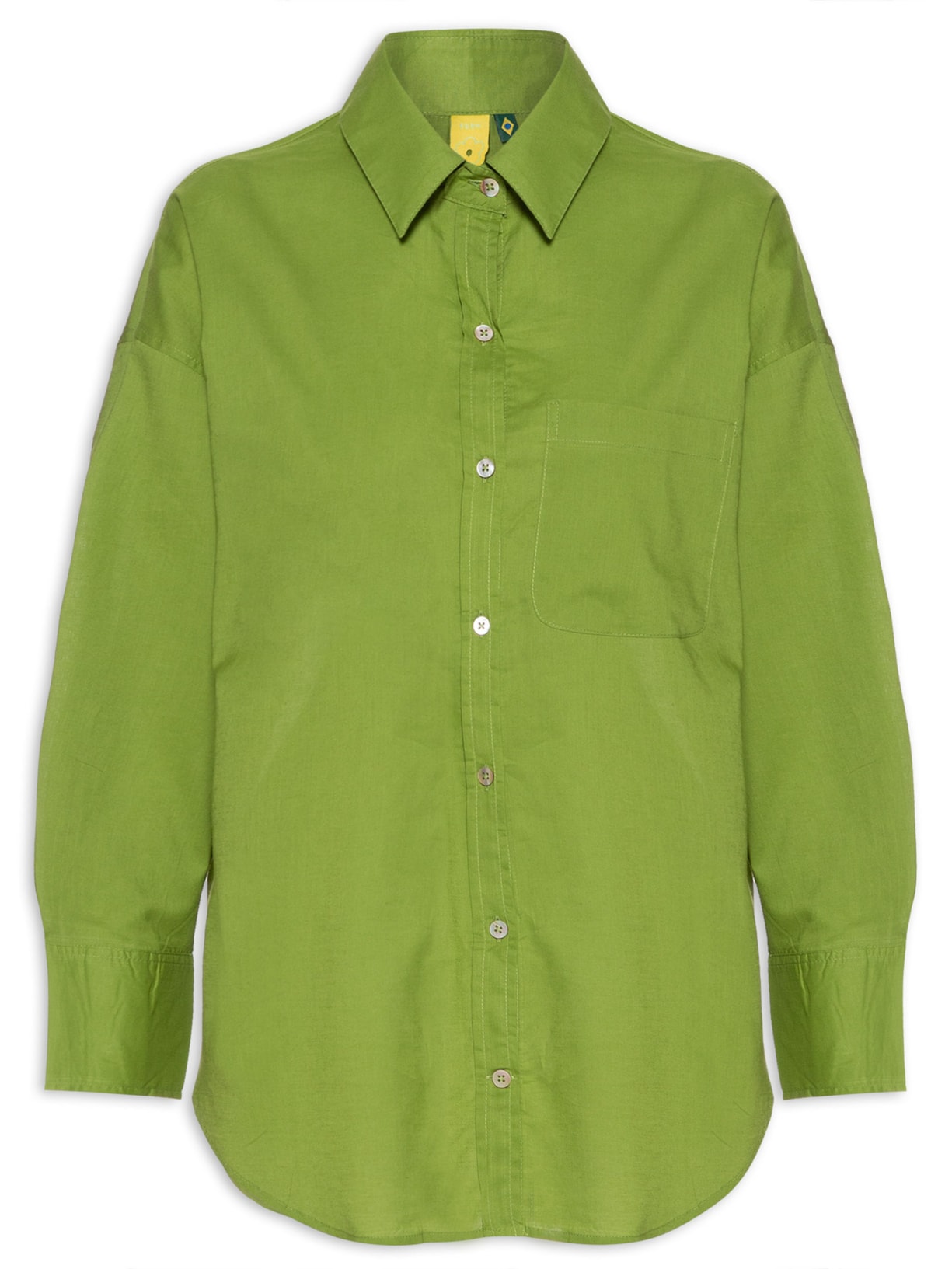 Camisa Feminina Longa Bolso - Verde