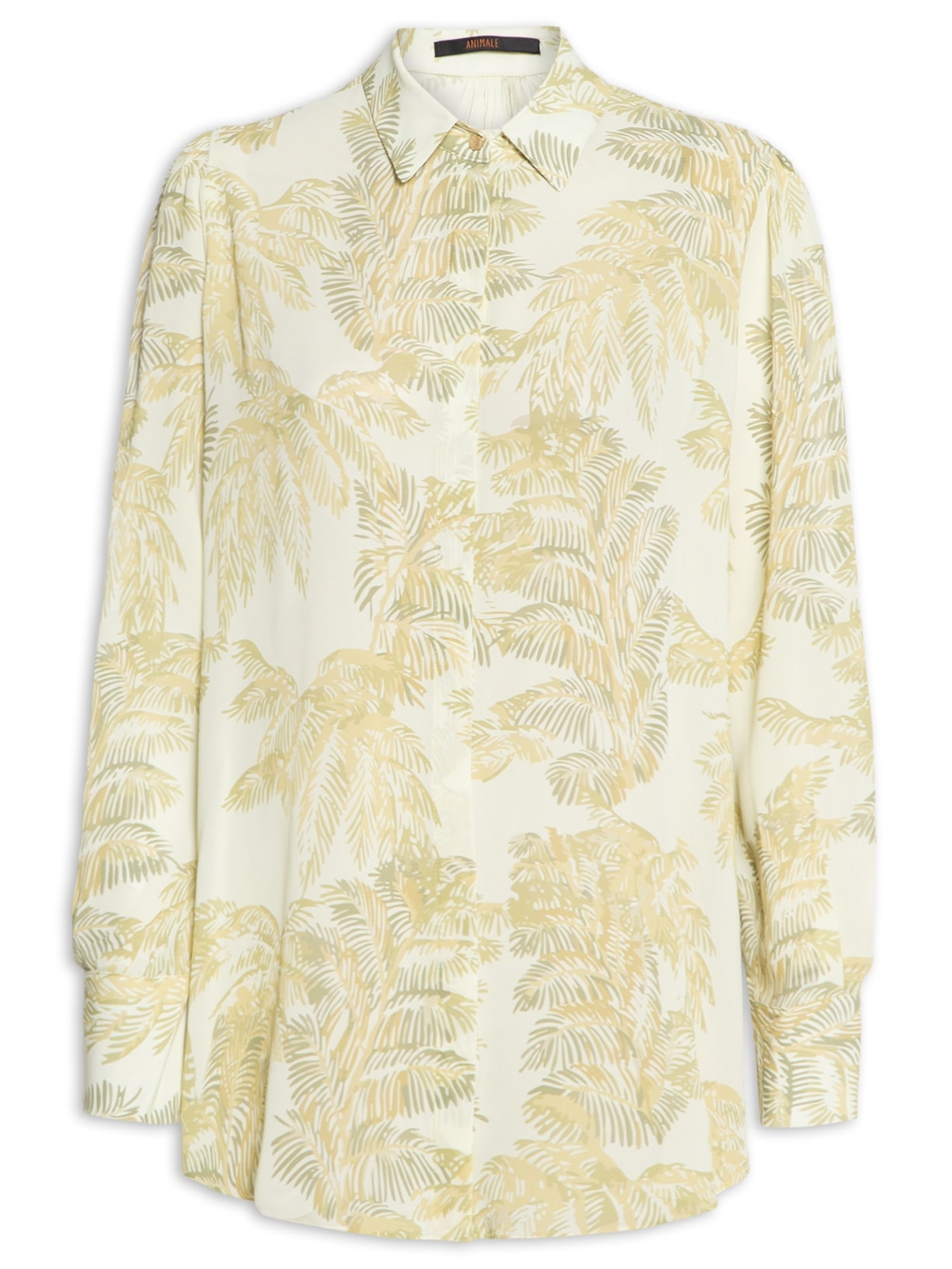 Camisa Feminina Longa Folhagem Plumes Verde Animale