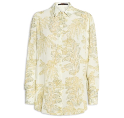 Camisa Feminina Longa Folhagem Plumes - Verde