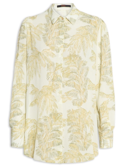Camisa Feminina Longa Folhagem Plumes - Verde