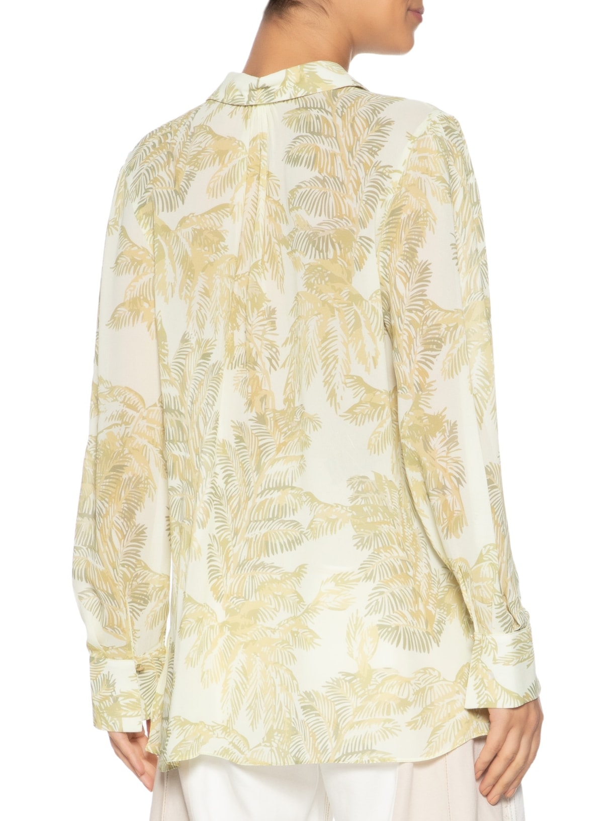 Camisa Feminina Longa Folhagem Plumes Verde Animale