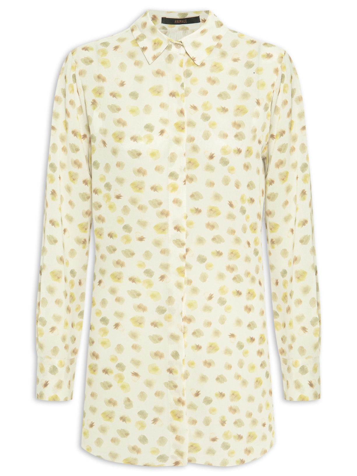 Camisa Feminina Longa Pois Aquarela - Off White