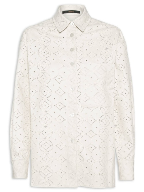 Camisa Feminina Madeira Com Bolso Frontal - Bege