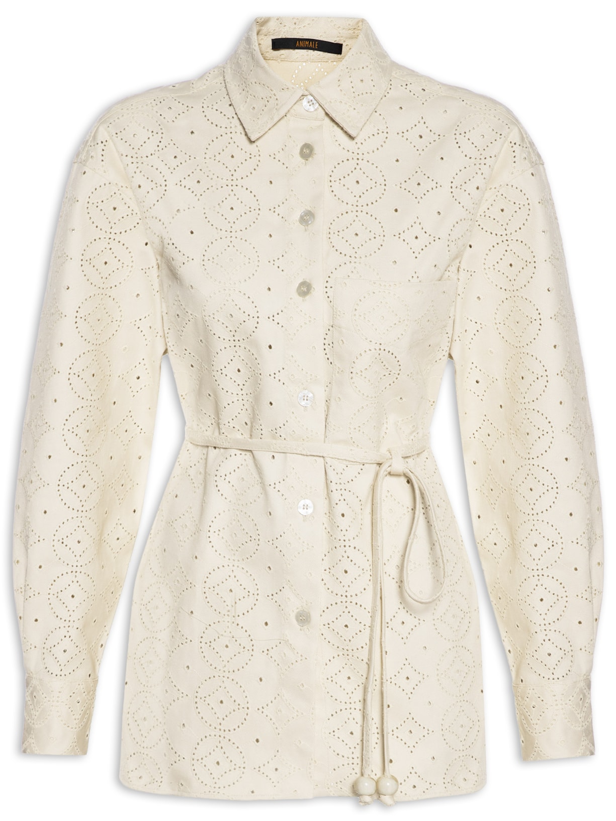 Camisa Feminina Madeira Com Bolso Frontal - Bege