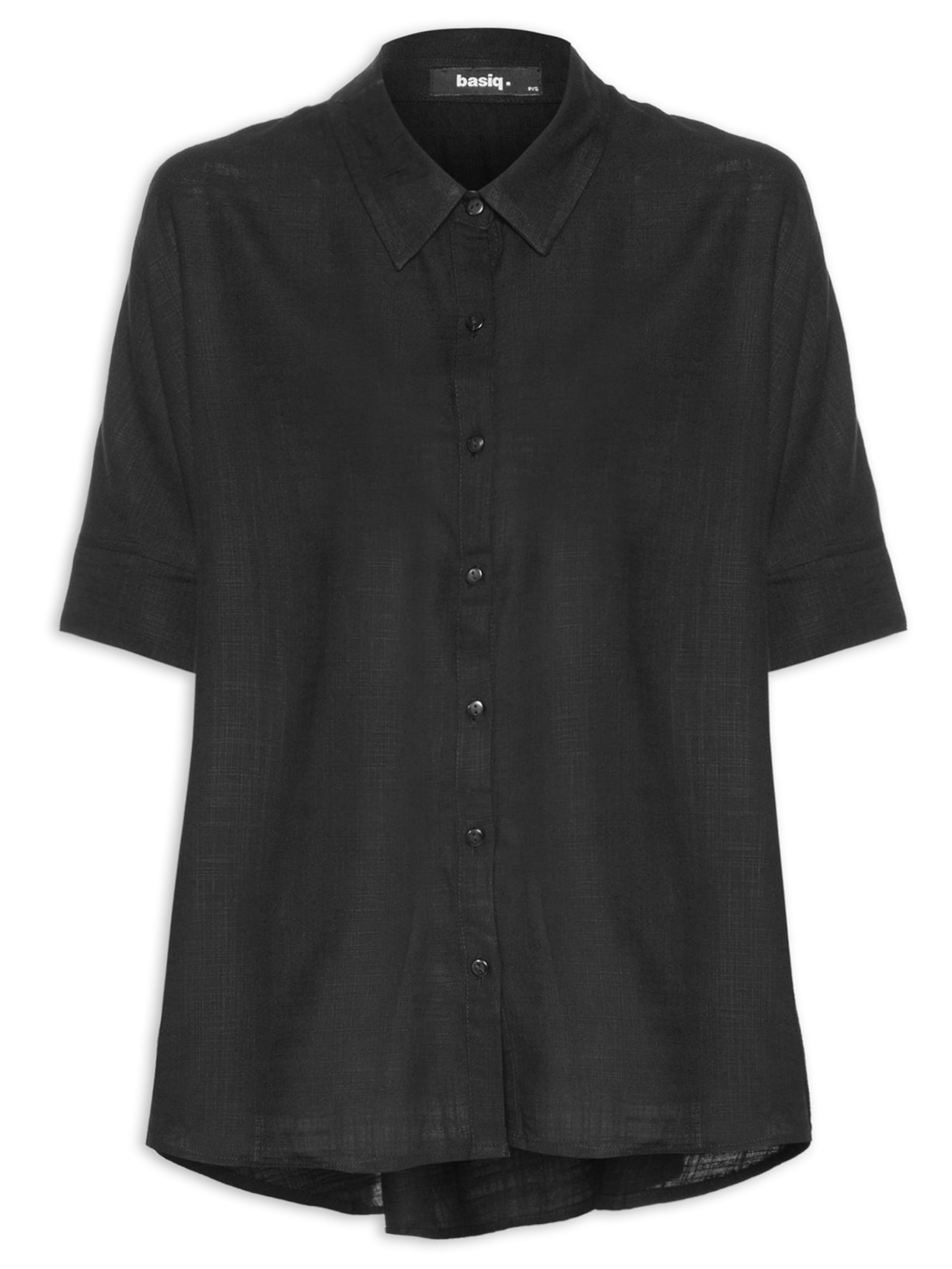 Camisa Feminina Manga 3/4 Com Detalhe - Preto