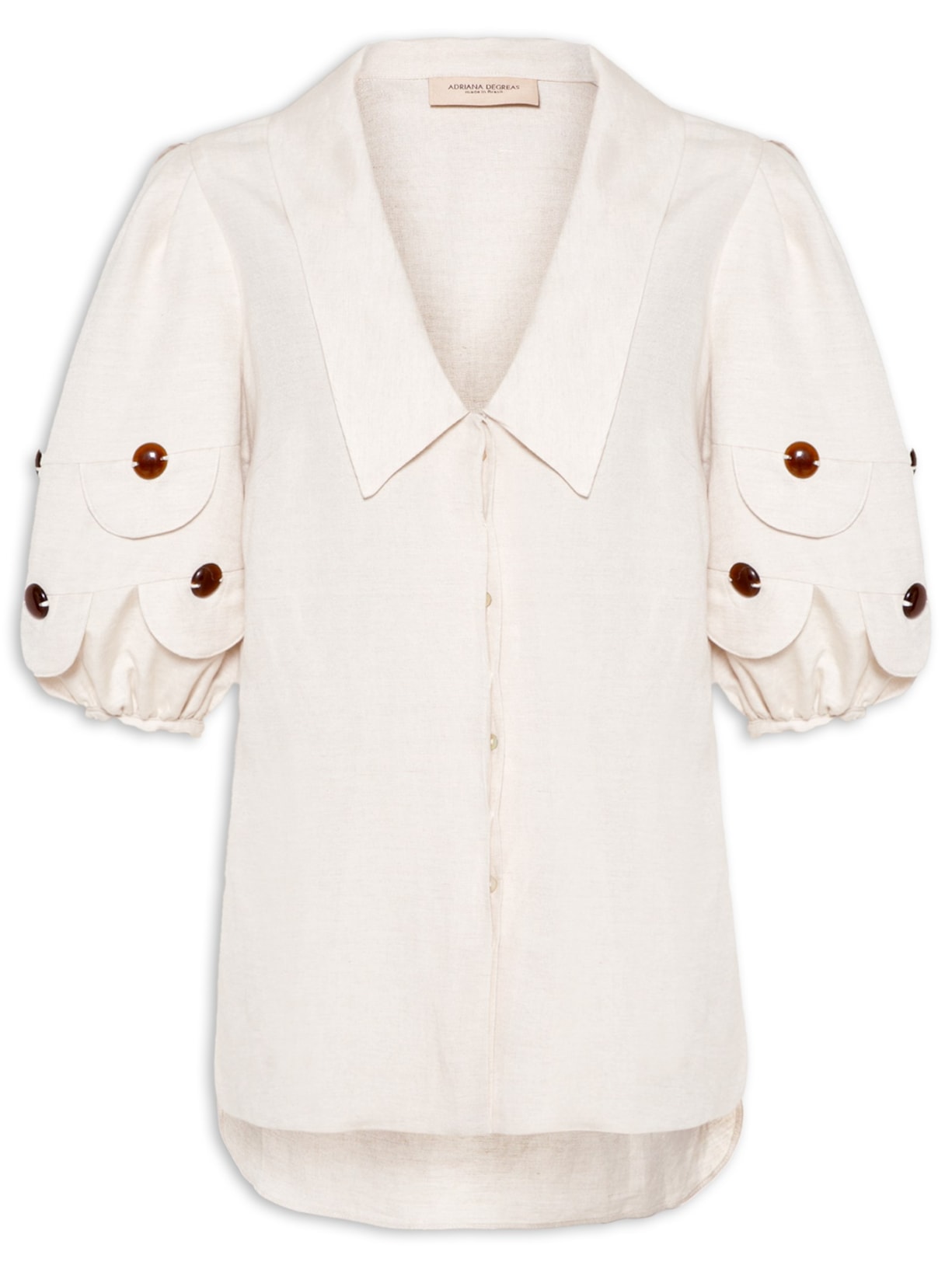 Camisa Feminina Manga Bufante Detalhe - Bege