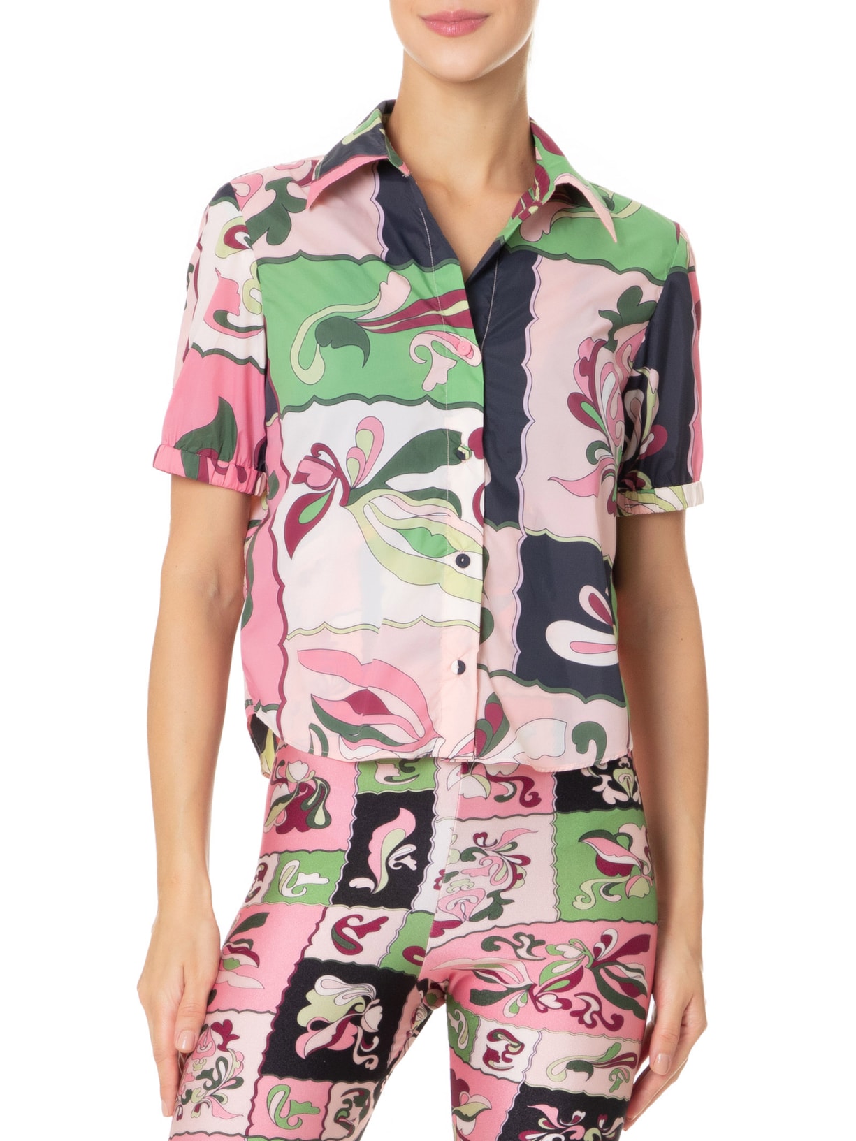 Camisa Feminina Manga Bufante Rosa Adriana Degreas