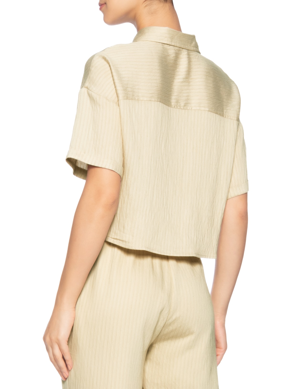 Camisa Feminina Manga Curta Bege Basiq